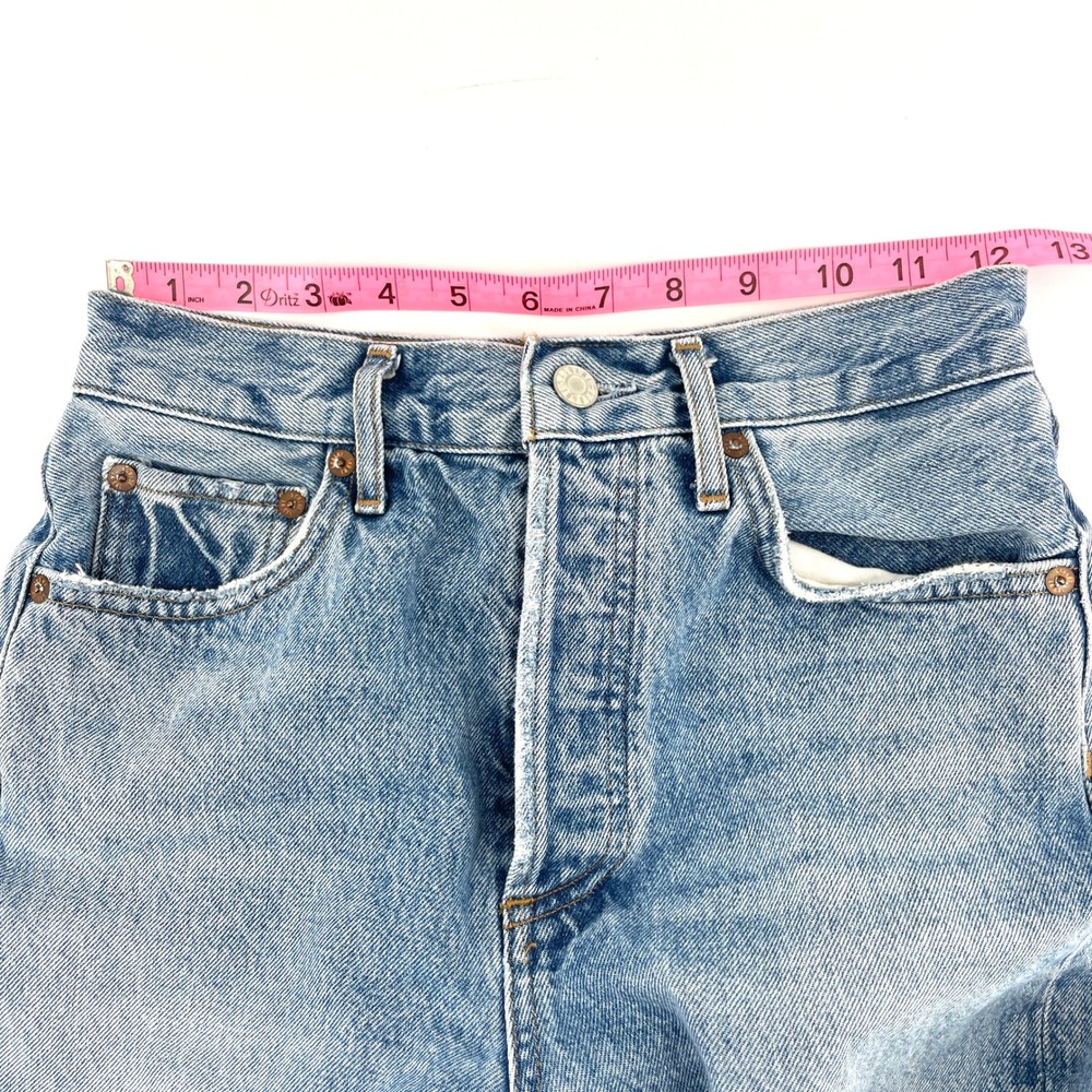 AGOLDE Riley High Rise Straight Leg Jeans Blue Womens Size 24 Rigid Hem Designer - Picture 5 of 12